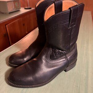 Mens Ariat ATS Heritage Black Leather Roper Western Boots Size 10 W #34101